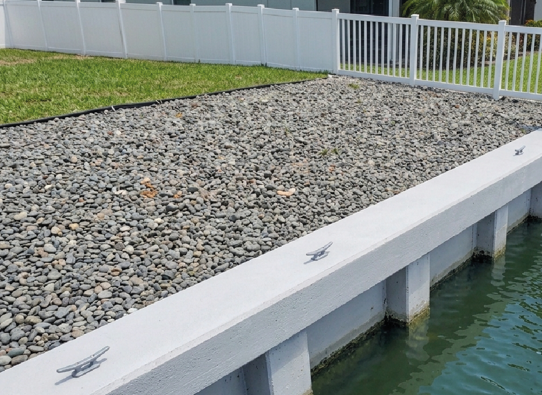 Concrete seawall along a residential waterfront property in South Florida